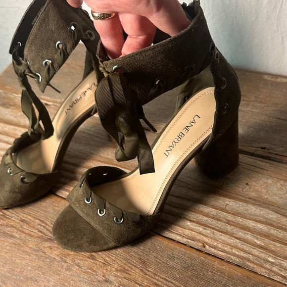 Lane Bryant Khaki Lace-Up Heels - Picture 2 of 5